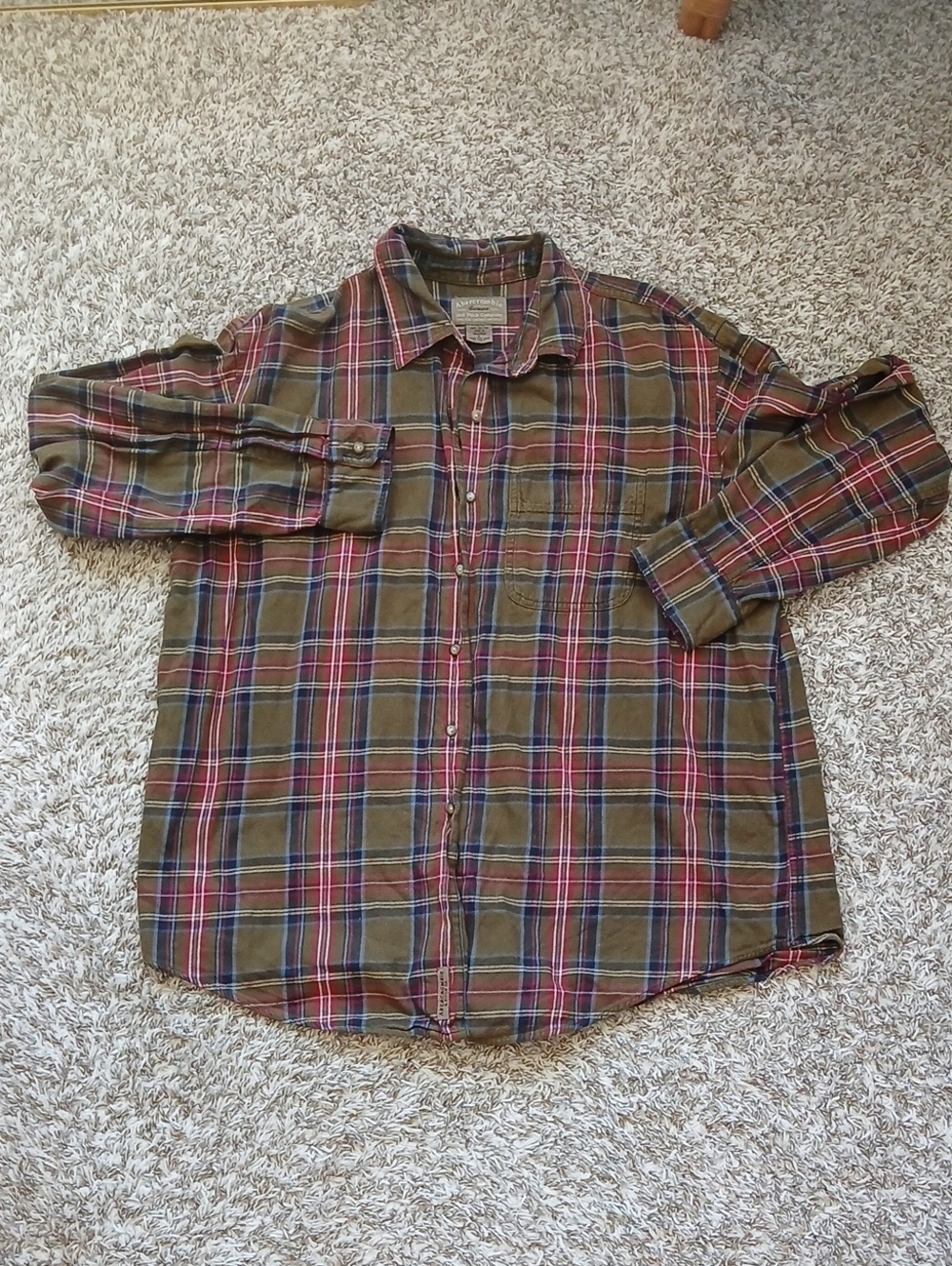 Vintage 90s Abercrombie & Fitch Savane Plaid Flannel Button Up Shirt Size Large